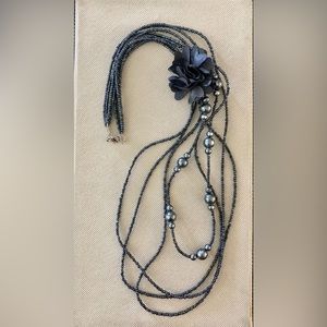 Multi Strand Black Tone Layered Necklace